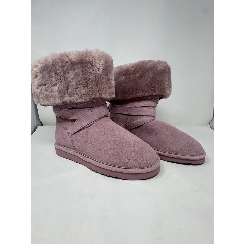 LAMO Womens Pink Suede Winter Boots 8 Furry